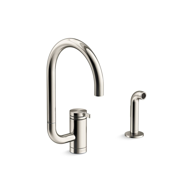 KOHLER K-28272-SN Components Single-Handle Kitchen Sink Faucet With Two-Function Extended-Reach Spout And Side Sprayer - Vibrant Polished Nickel