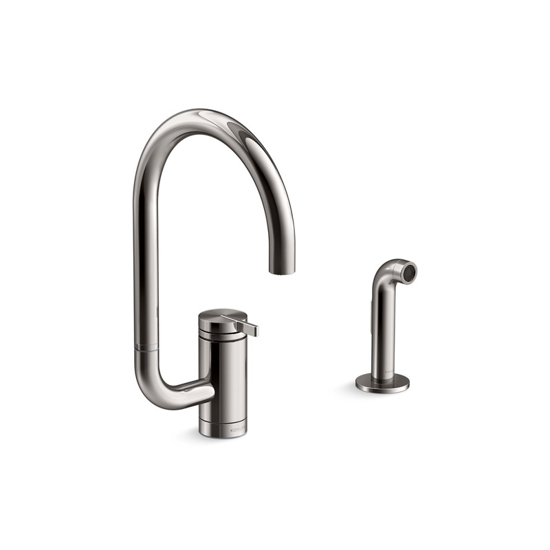 KOHLER K-28272-TT Components Single-Handle Kitchen Sink Faucet With Two-Function Extended-Reach Spout And Side Sprayer - Vibrant Titanium