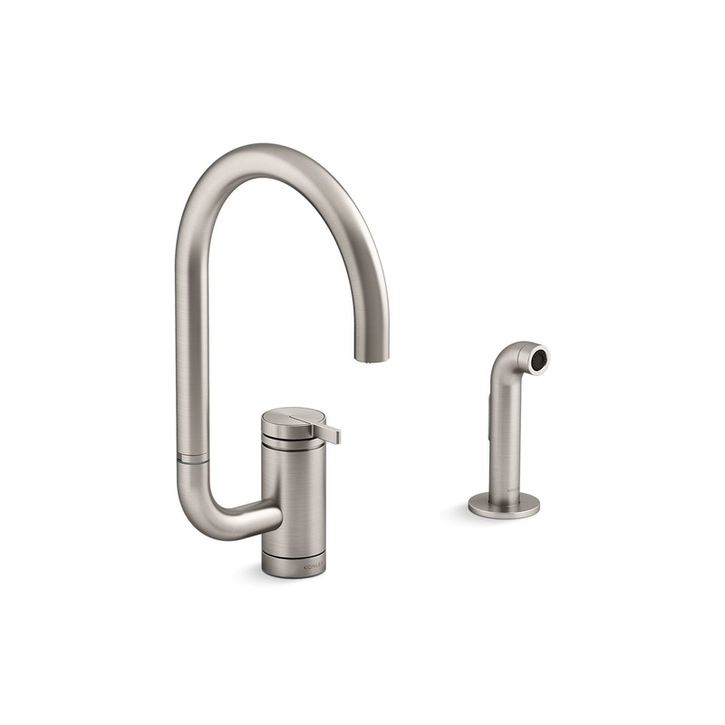 KOHLER K-28272-VS Components Single-Handle Kitchen Sink Faucet With Two-Function Extended-Reach Spout And Side Sprayer - Vibrant Stainless