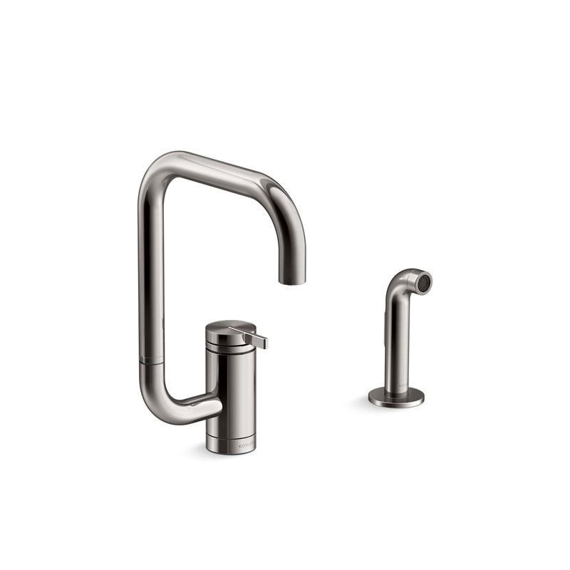 KOHLER K-28274-TT Components Single-Handle Kitchen Sink Faucet With Two-Function Extended-Reach Spout And Side Sprayer - Vibrant Titanium