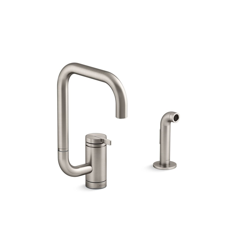 KOHLER K-28274-VS Components Single-Handle Kitchen Sink Faucet With Two-Function Extended-Reach Spout And Side Sprayer - Vibrant Stainless