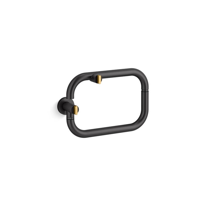 KOHLER K-28276-BMB Components Wall-Mount Pot Filler - Matte Black with Moderne Brass