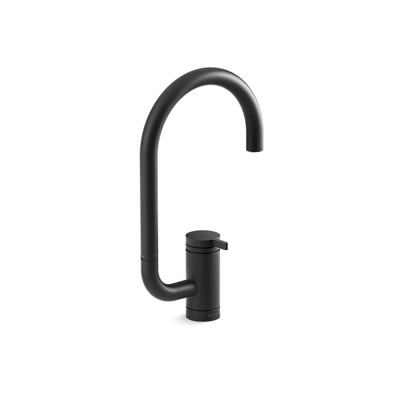 KOHLER K-28277-BL Components Single-Handle Bar Sink Faucet With Two-Function Extended-Reach Spout - Matte Black