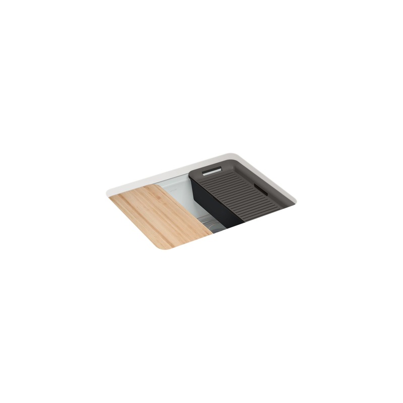 KOHLER K-5872-5UPC-95 Riverby 25" Undermount Single-Bowl Workstation Kitchen Sink - Ice Grey