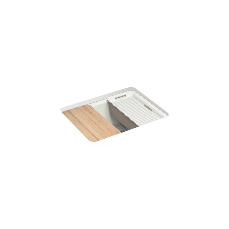 KOHLER K-5872-5UPC-NY Riverby 25" Undermount Single-Bowl Workstation Kitchen Sink - Dune