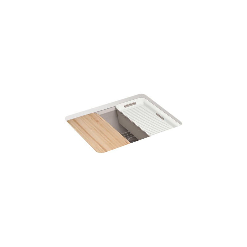 KOHLER K-5872-5UPC-TRF Riverby 25" Undermount Single-Bowl Workstation Kitchen Sink - Truffle