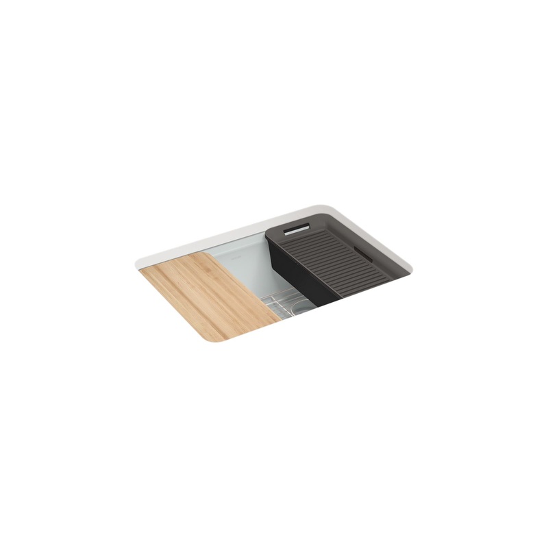 KOHLER K-8668-5UPC-95 Riverby 27" Undermount Single-Bowl Workstation Kitchen Sink - Ice Grey