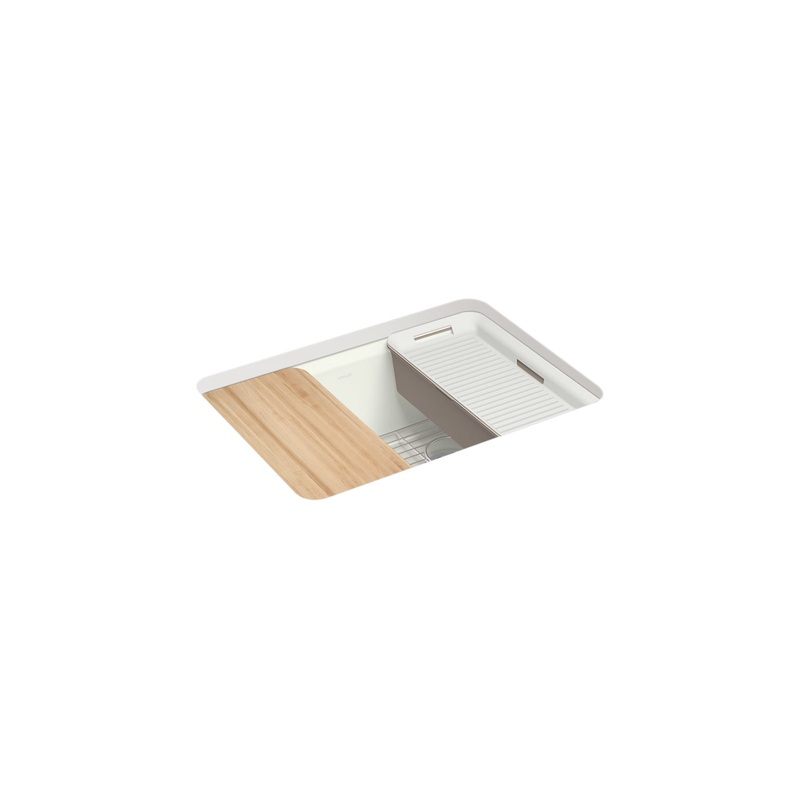 KOHLER K-8668-5UPC-NY Riverby 27" Undermount Single-Bowl Workstation Kitchen Sink - Dune