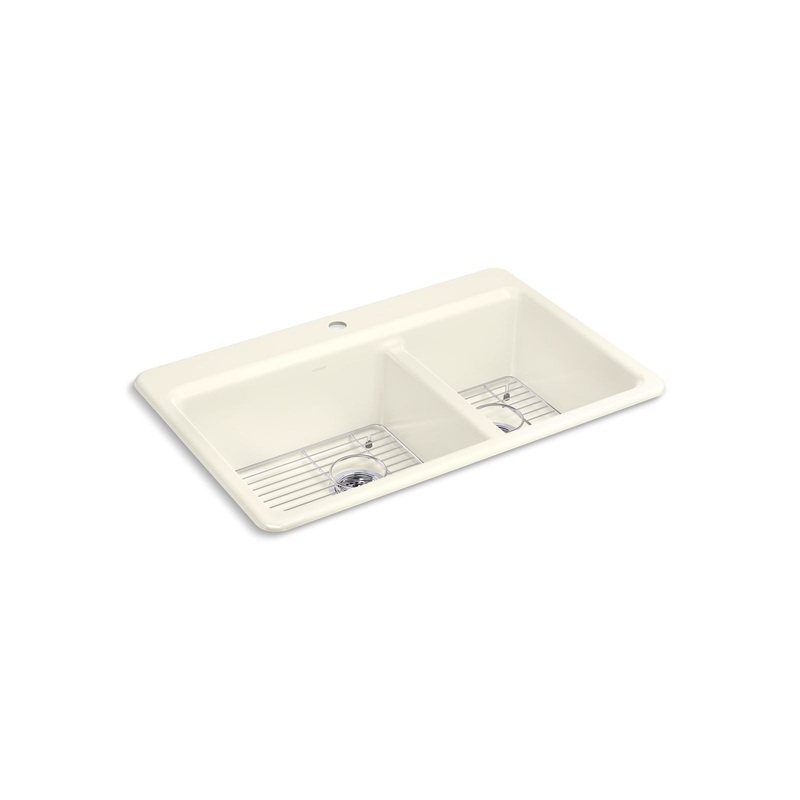 KOHLER K-8669-1A1-96 Riverby 33" Top-Mount Double-Bowl Kitchen Sink - Biscuit
