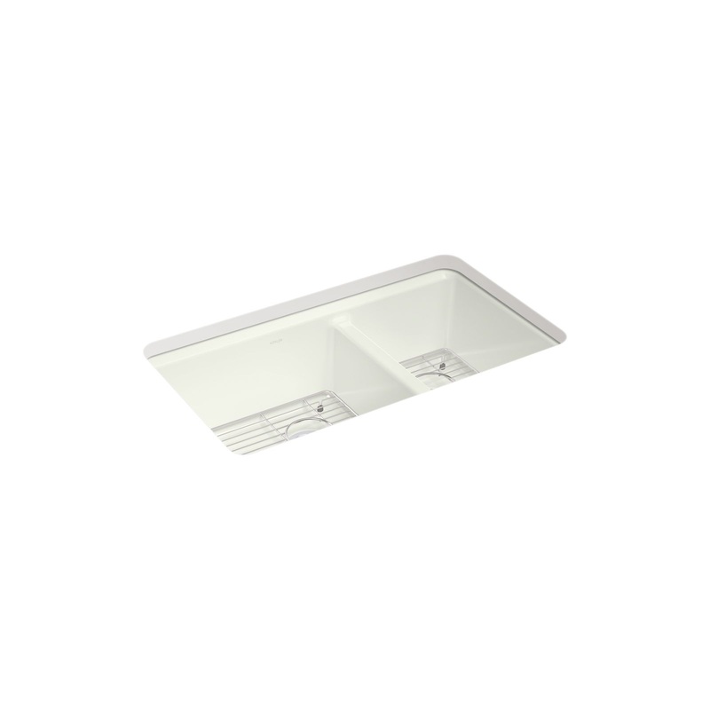 KOHLER K-8669-5UA1-NY Riverby 33" Undermount Double-Bowl Kitchen Sink - Dune