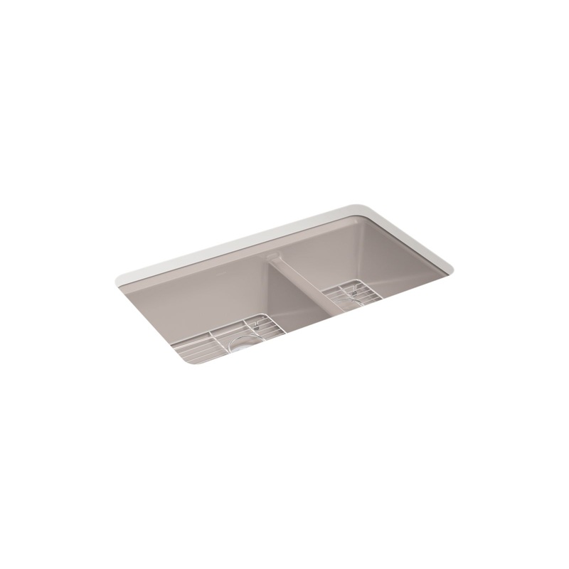 KOHLER K-8669-5UA1-TRF Riverby 33" Undermount Double-Bowl Kitchen Sink - Truffle