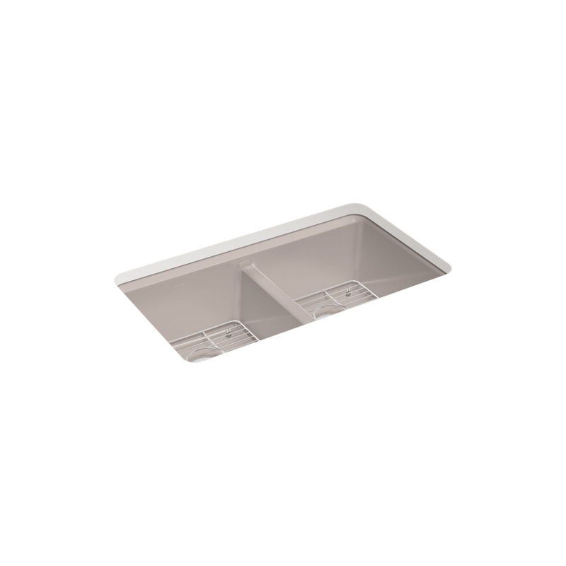 KOHLER K-8679-5UA1-TRF Riverby 33" Undermount Double-Bowl Kitchen Sink - Truffle