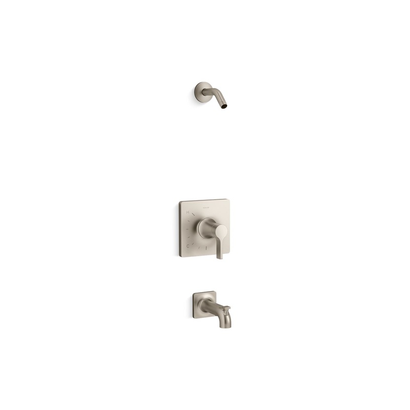 KOHLER K-TLS28127-4-BN Venza Rite-Temp Bath And Shower Trim Kit, Without Showerhead - Vibrant Brushed Nickel