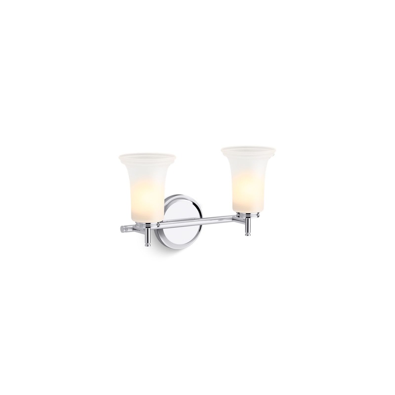 KOHLER K-38405-SC02-CPL Bellera Two-Light Sconce With Frosted Shades In Polished Chrome