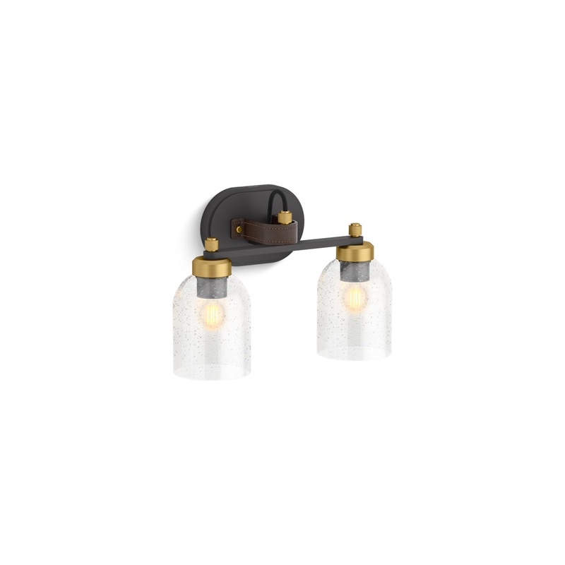 KOHLER K-38417-SC02-BML Tannage Two-Light Sconce In Matte Black Brushed Moderne Brass