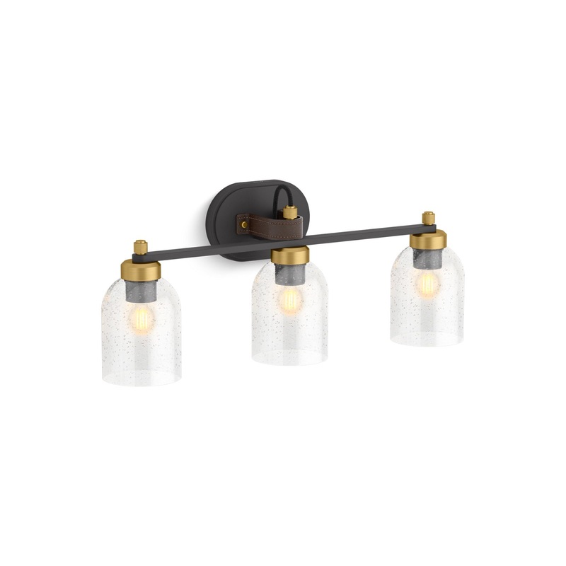 KOHLER K-38418-SC03-BML Tannage Three-Light Sconce In Matte Black Brushed Moderne Brass