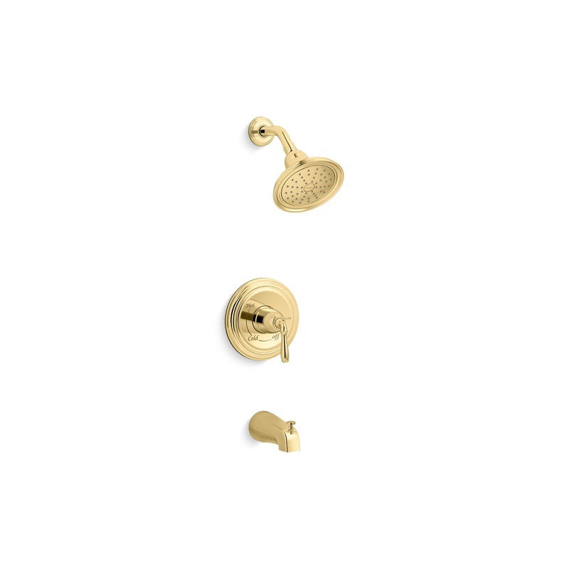 KOHLER K-TS395-4G-PB Devonshire Rite-Temp Bath And Shower Trim Kit, 1.75 Gpm, Npt Spout In Vibrant Polished Brass