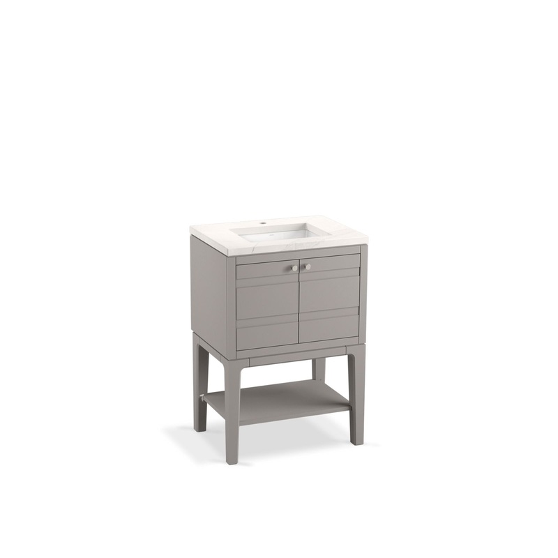 KOHLER K-33523-ASB-1WT Helst 24" Bathroom Vanity Cabinet With Sink And Quartz Top In Mohair Grey