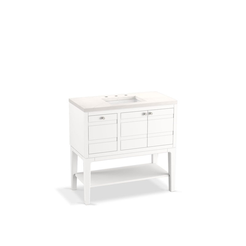 KOHLER K-33524-ASB-0 Helst 36" Bathroom Vanity Cabinet With Sink And Quartz Top In White