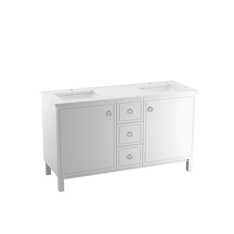 KOHLER K-99511-LG-1WA Jacquard 60" Bathroom Vanity Cabinet In Linen White