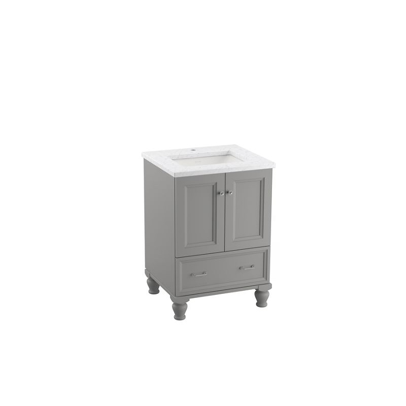 KOHLER K-99514-LG-1WT Damask 24" Bathroom Vanity Cabinet In Mohair Grey