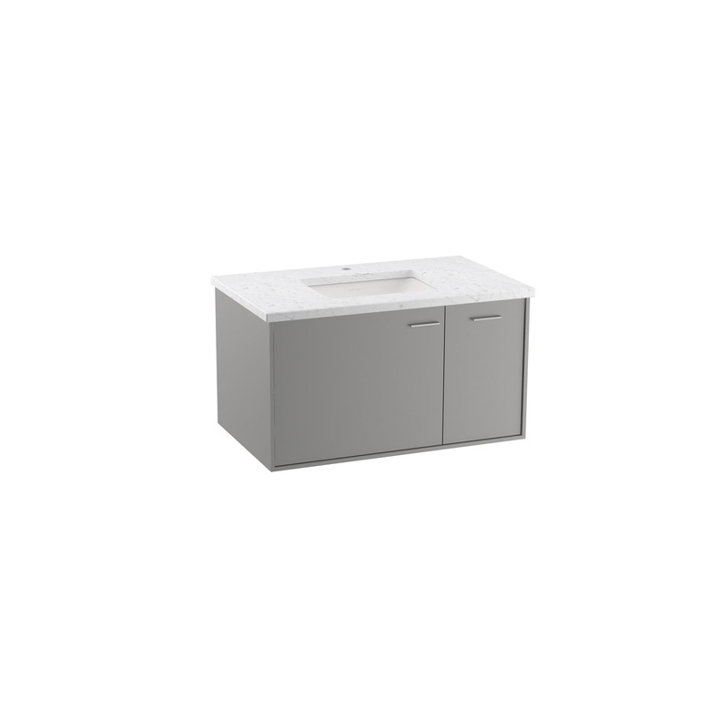 KOHLER K-99543-R-1WT Jute 36" Wall-Hung Bathroom Vanity Cabinet In Mohair Grey