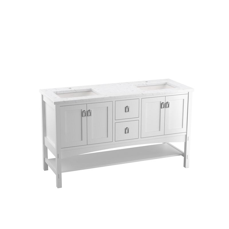 KOHLER K-99559-1WA Marabou 60" Bathroom Vanity Cabinet In Linen White