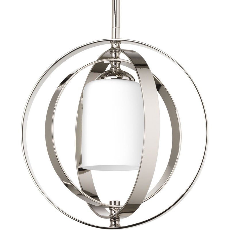 PROGRESS LIGHTING P7077-104 Equinox Collection One-Light Small Foyer Lantern in Polished Nickel