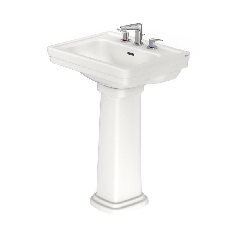 TOTO LPT532.8N#11 Promenade 24" X 19-1/4" Rectangular Pedestal Bathroom Sink For 8 Inch Center Faucets - Colonial White