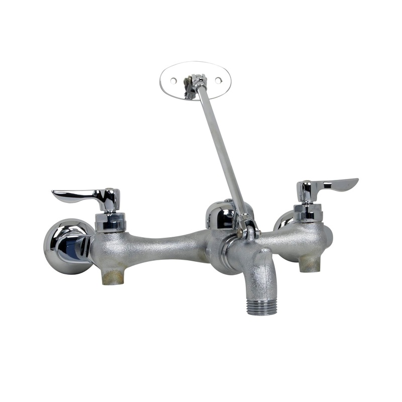 AMERICAN STANDARD 8354112.004, Top Brace Wall-Mount Service Sink Faucet With 6-Inch Vacuum Breaker Spout and Offset Shanks in Rough Chrome