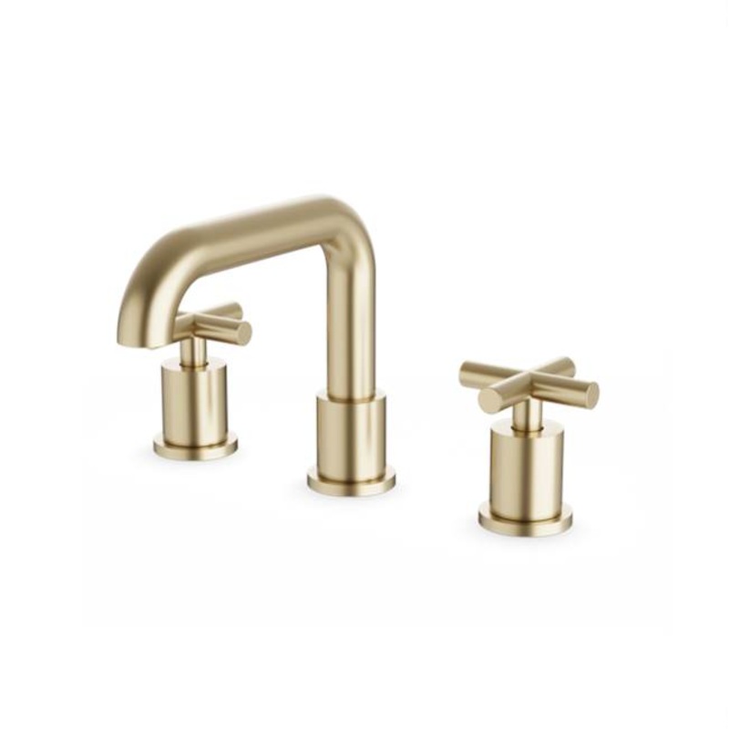 ARTOS FS314SB Round 8" Widespread Lavatory Faucet with Low Spout and Cross Handles Satin Brass
