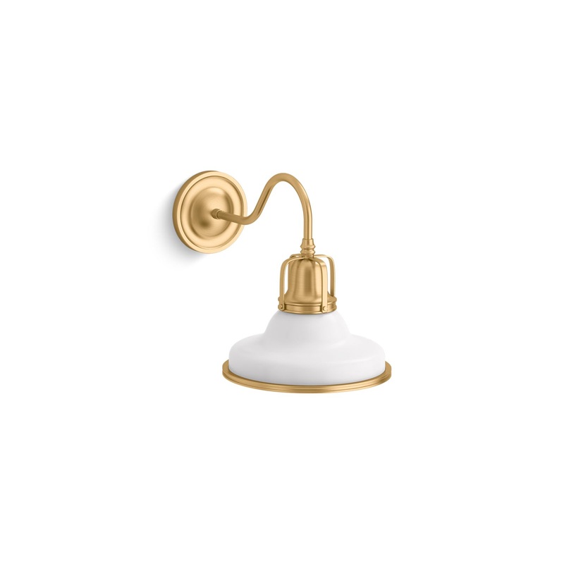 KOHLER K-32285-SC01-WGL Hauksbee One-Light Sconce In White with Gold Trim