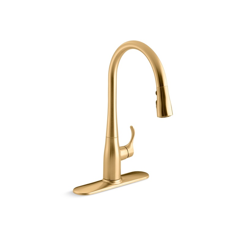 KOHLER K-596-2MB Simplice Pull-Down Kitchen Sink Faucet With Three-Function Sprayhead In Vibrant Brushed Moderne Brass