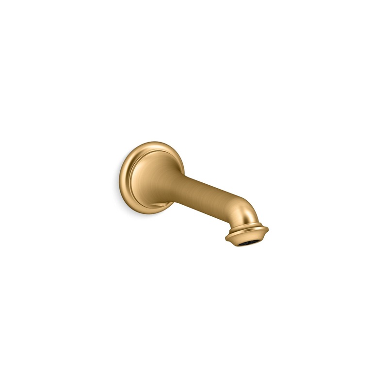 KOHLER K-72792-2MB Artifacts Wall-Mount Bath Spout With Turned Design In Vibrant Brushed Moderne Brass
