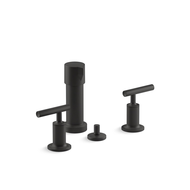 KOHLER K-14431-4-BL Purist Vertical Spray Bidet Faucet With Lever Handles In Matte Black