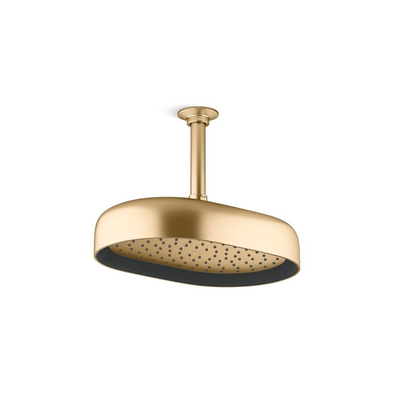 KOHLER K-26293-2MB Statement Oblong 12" Single-Function Rainhead, 2.5 Gpm In Vibrant Brushed Moderne Brass