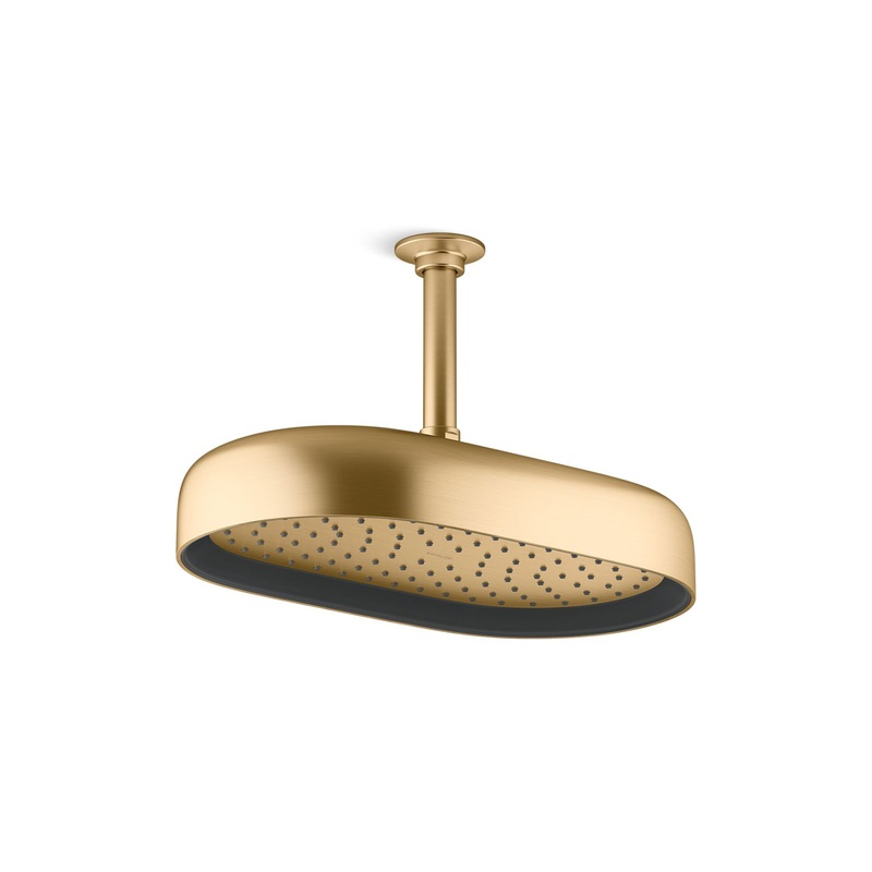 KOHLER K-26294-2MB Statement Oblong 14" Single-Function Rainhead, 2.5 Gpm In Vibrant Brushed Moderne Brass