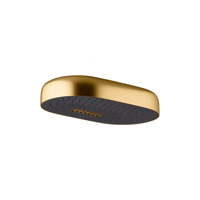 KOHLER K-26295-2MB Statement Oblong 14" Two-Function Rainhead, 2.5 Gpm In Vibrant Brushed Moderne Brass