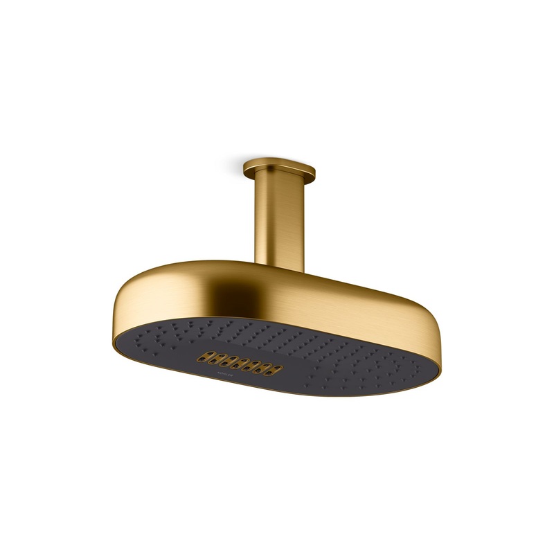 KOHLER K-26295-G-2MB Statement Oblong 14" Two-Function Rainhead, 1.75 Gpm In Vibrant Brushed Moderne Brass