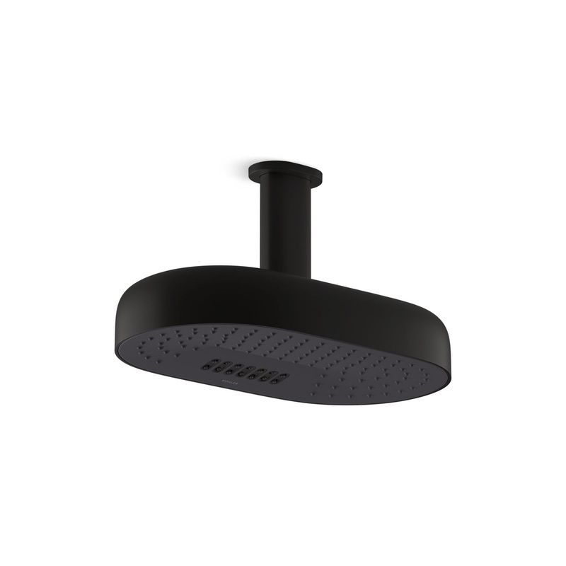 KOHLER K-26295-G-BL Statement Oblong 14" Two-Function Rainhead, 1.75 Gpm In Matte Black