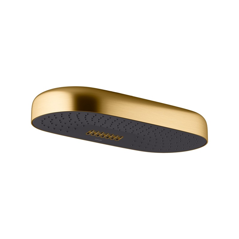 KOHLER K-26297-2MB Statement Oblong 18" Two-Function Rainhead, 2.5 Gpm In Vibrant Brushed Moderne Brass