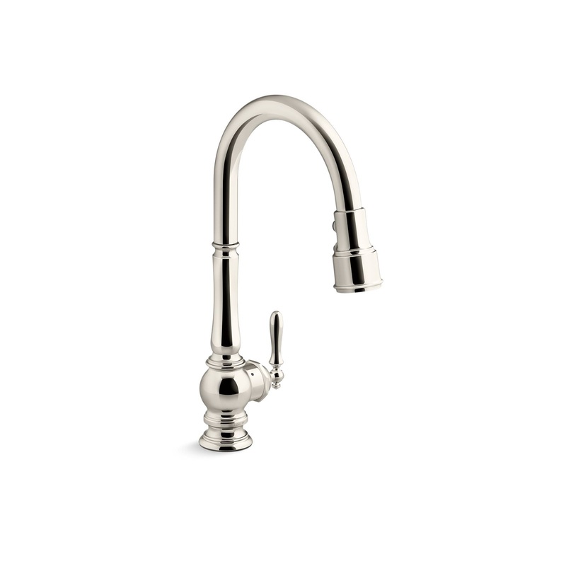 KOHLER K-29709-WB-SN Artifacts Touchless Pull-Down Kitchen Sink Faucet With Kohler Konnect And Three-Function Sprayhead In Vibrant Polished Nickel