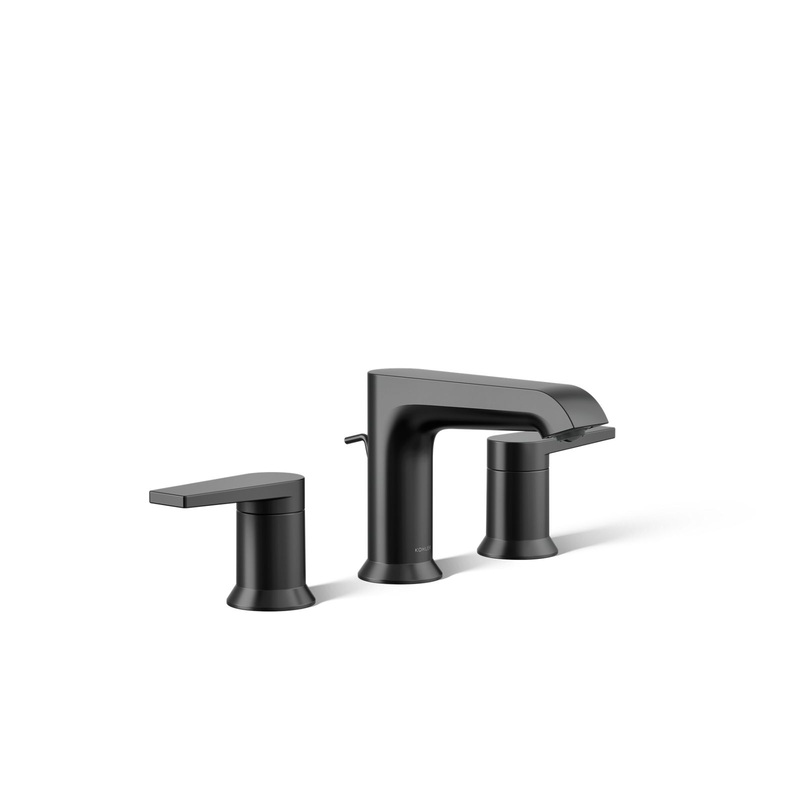 KOHLER K-97093-4-BL Hint Widespread Bathroom Sink Faucet, 1.2 Gpm In Matte Black