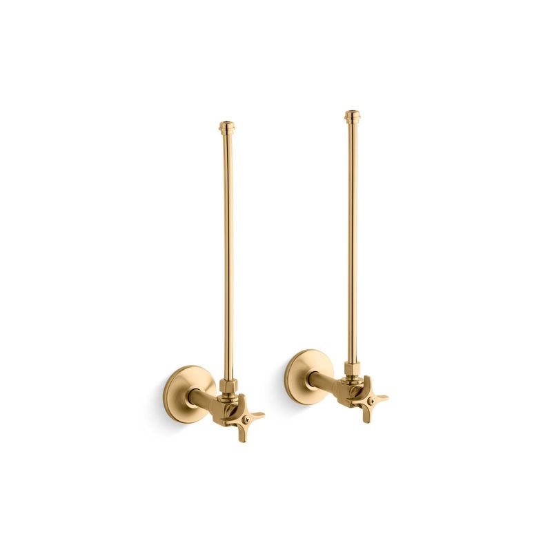 KOHLER K-7605-P-2MB Pair 3/8" Npt Angle Supplies With Stop, Cross Handle And Annealed Vertical Tube In Vibrant Brushed Moderne Brass