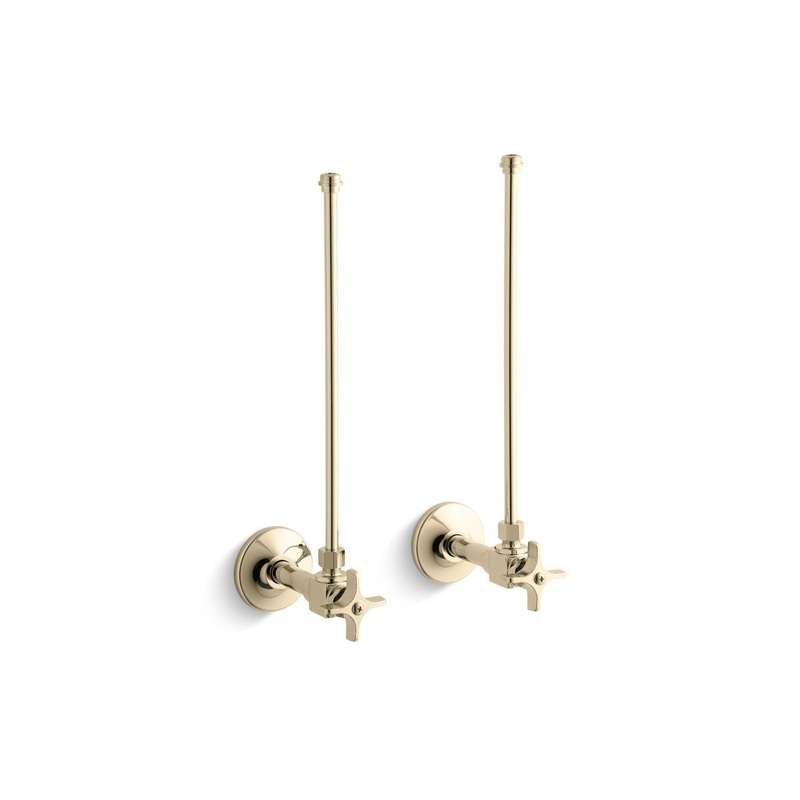 KOHLER K-7605-P-AF Pair 3/8" Npt Angle Supplies With Stop, Cross Handle And Annealed Vertical Tube In Vibrant French Gold