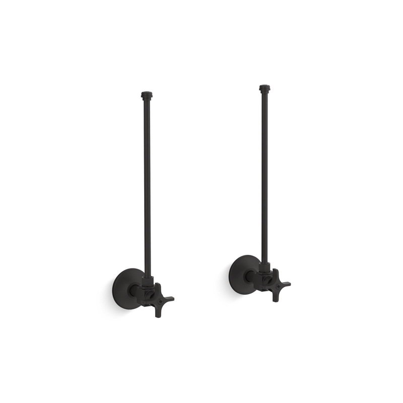 KOHLER K-7605-P-BL Pair 3/8" Npt Angle Supplies With Stop, Cross Handle And Annealed Vertical Tube In Matte Black