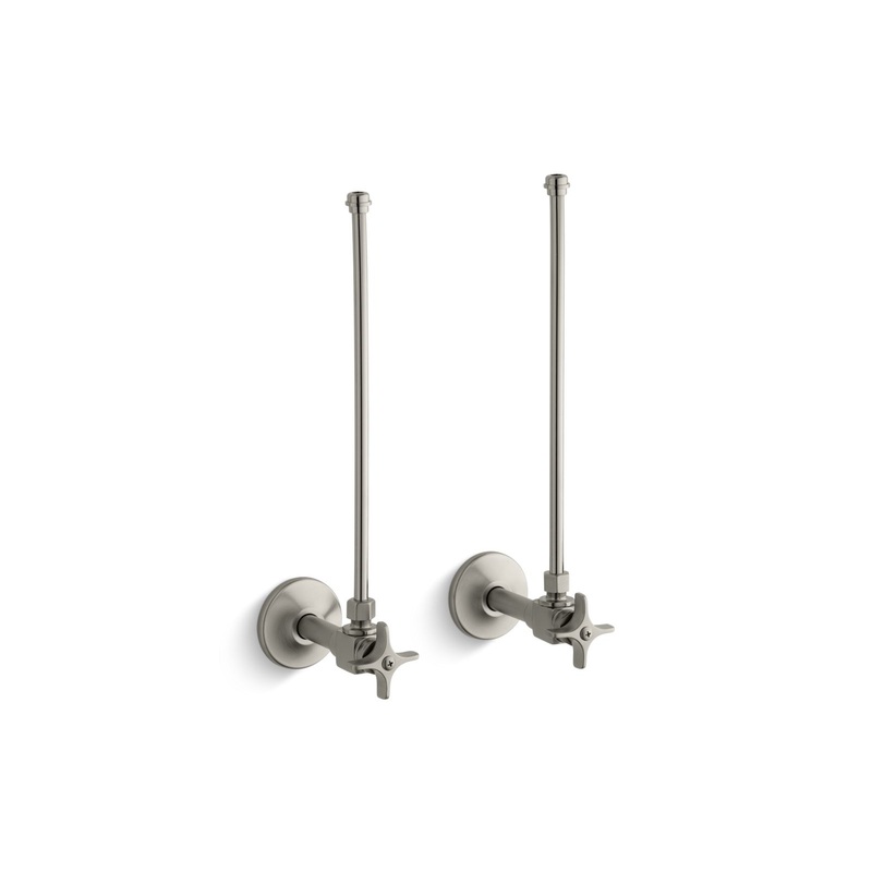 KOHLER K-7605-P-BN Pair 3/8" Npt Angle Supplies With Stop, Cross Handle And Annealed Vertical Tube In Vibrant Brushed Nickel