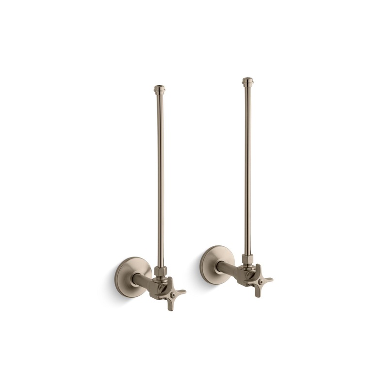 KOHLER K-7605-P-BV Pair 3/8" Npt Angle Supplies With Stop, Cross Handle And Annealed Vertical Tube In Vibrant Brushed Bronze