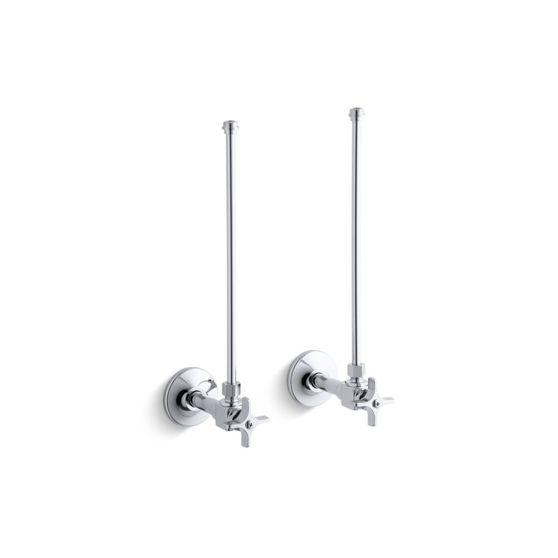 KOHLER K-7605-P-CP Pair 3/8" Npt Angle Supplies With Stop, Cross Handle And Annealed Vertical Tube In Polished Chrome
