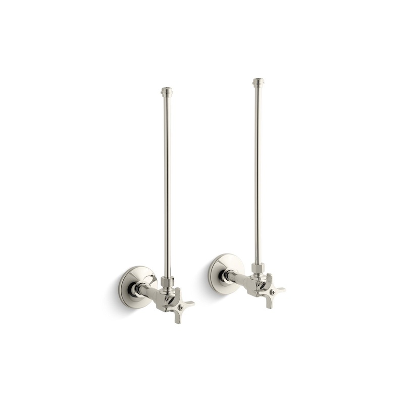KOHLER K-7605-P-SN Pair 3/8" Npt Angle Supplies With Stop, Cross Handle And Annealed Vertical Tube In Vibrant Polished Nickel